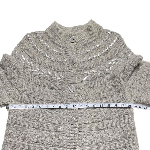 Coldwater Creek Wool Rabbit Hair Blend Cable Knit Embellished Cardigan FLAW Sz M - Picture 5 of 16